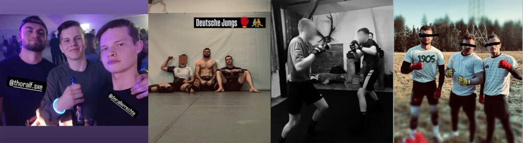 Bild 1: Thoralf Heise und Landogar Höcke (v.l.n.r.), Januar 2024 - Bild 2: Thoralf Heise und Landogar Höcke in der Barbarian-Schmiede in Göttingen-Rosdorf, Januar 2025 <br />Bild 3: Trutz Höcke bei Familie Heise, 27. März 2026 - Bild 4: Thoralf Heise (links) und Norik Eilert (rechts), Februar 2025